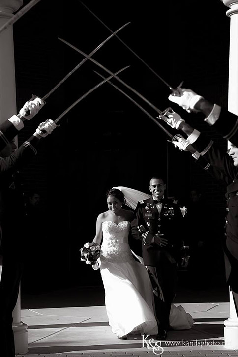 Dallas Wedding Photographers - K & S Photography Military Saber Wedding Exit in Dallas